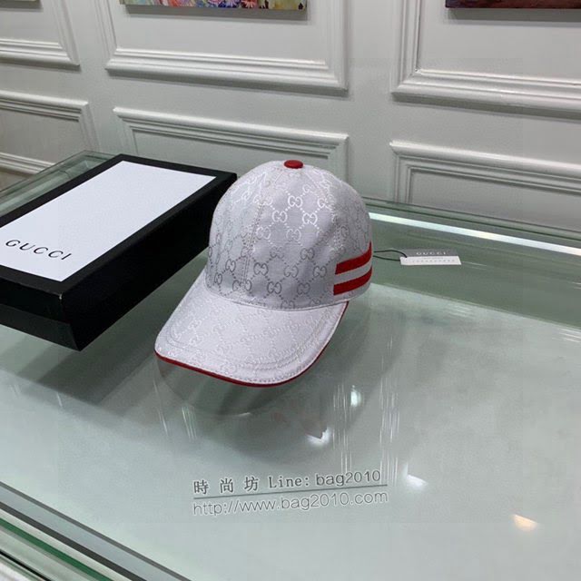Gucci男女同款帽子 古馳三色織帶GG印花鴨舌帽棒球帽  mm1742